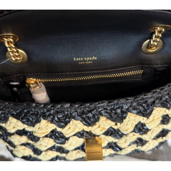 Kate Spade New York Evelyn Striped Crochet Raffia Sm Shoulder Crossbody Bag NEW - Picture 11 of 14